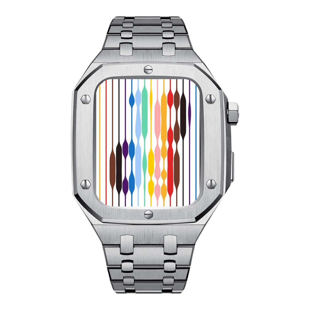 Elegancki pokrowiec ochronny ze stali nierdzewnej dla Apple Watch. Styl i trwałość.