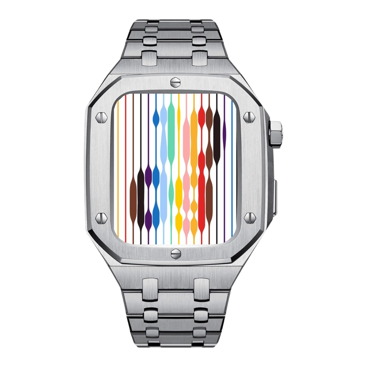 Elegancki pokrowiec ochronny ze stali nierdzewnej dla Apple Watch. Styl i trwałość.