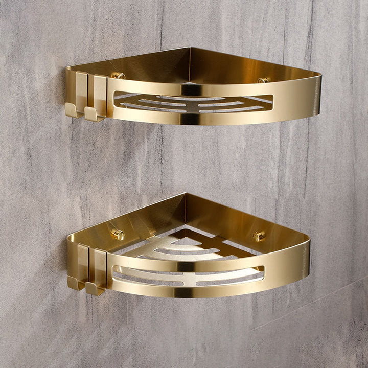 Elegancki złoty zestaw akcesoriów łazienkowych. Nowoczesny design, do montażu ściennego.