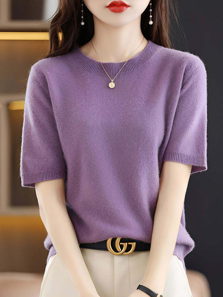 Elegancki sweter na lato, krótki rękaw. Modny i kobiecy element garderoby.
