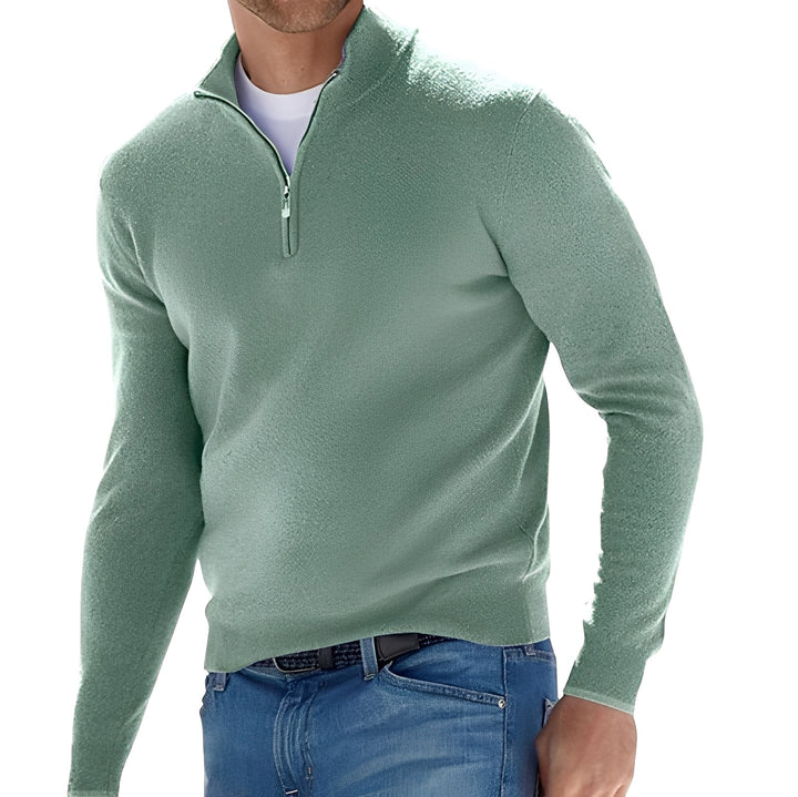 Komfortowy sweter męski z zamkiem, casualowy styl na co dzień. Ciepły i modny sweter zimowy.