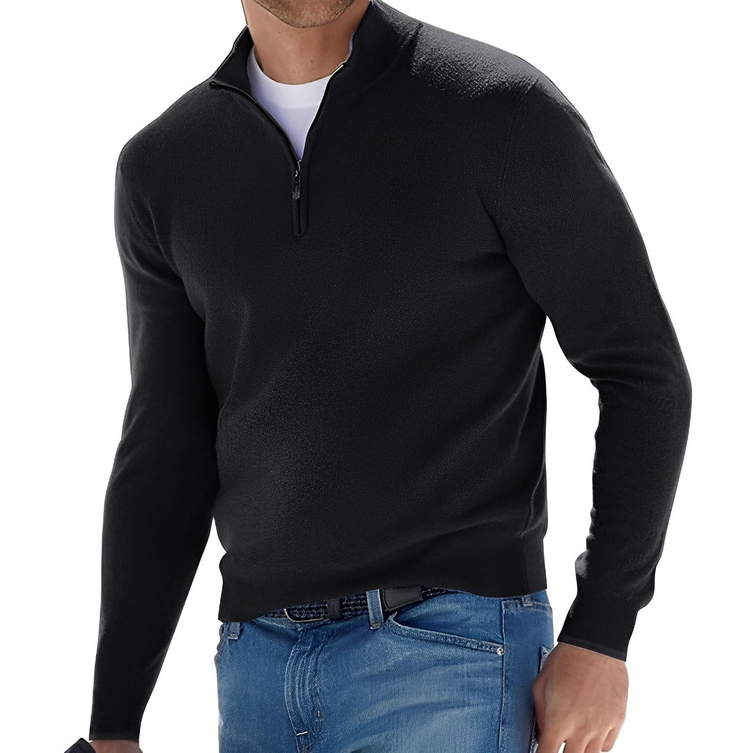 Modny sweter męski z zamkiem, podkreślający styl. Casualowy sweter biurowy dla mężczyzn.