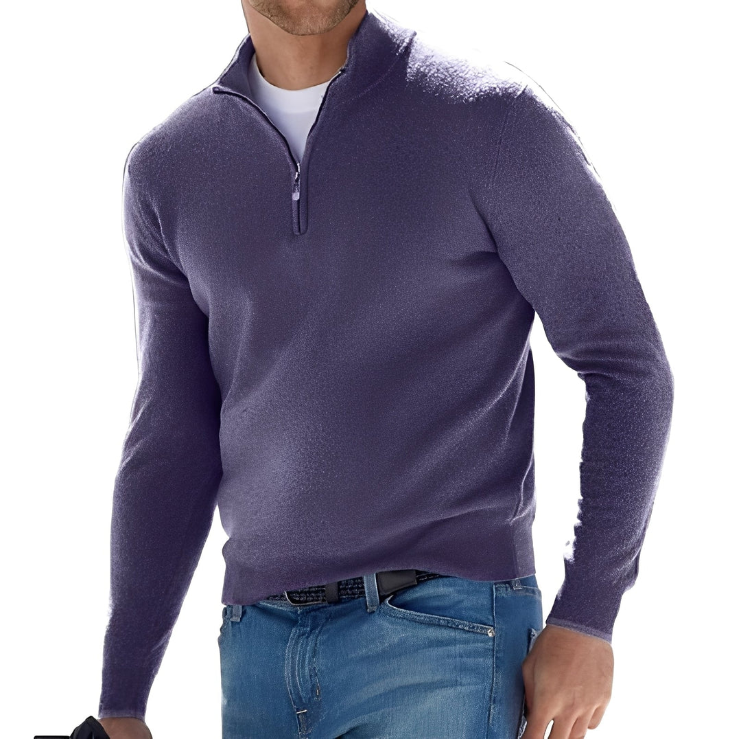 Elegancki sweter męski z zamkiem, idealny na co dzień. Komfortowa i stylowa odzież męska.