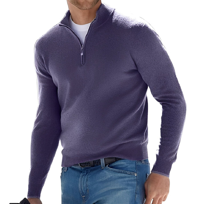 Elegancki sweter męski z zamkiem, idealny na co dzień. Komfortowa i stylowa odzież męska.