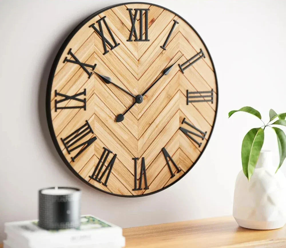 Zegar ścienny retro 30 cm z wyraźnymi rzymskimi cyframi. Stylowa dekoracja, która doda charakteru każdemu wnętrzu.
