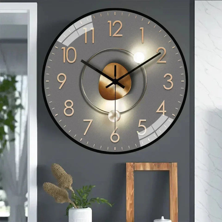 Okrągły zegar ścienny z cichym mechanizmem, elegancki, pasuje do nowoczesnego wystroju. Akcesoria do domu.