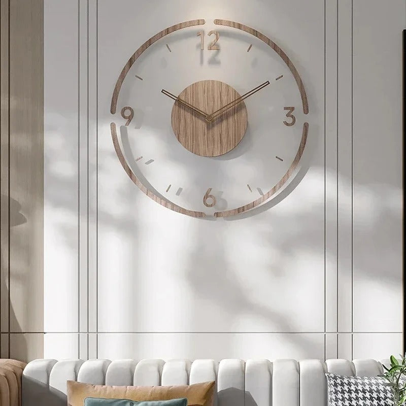Minimalistyczny zegar na ścianę, styl skandynawski, designerska ozdoba do salonu.