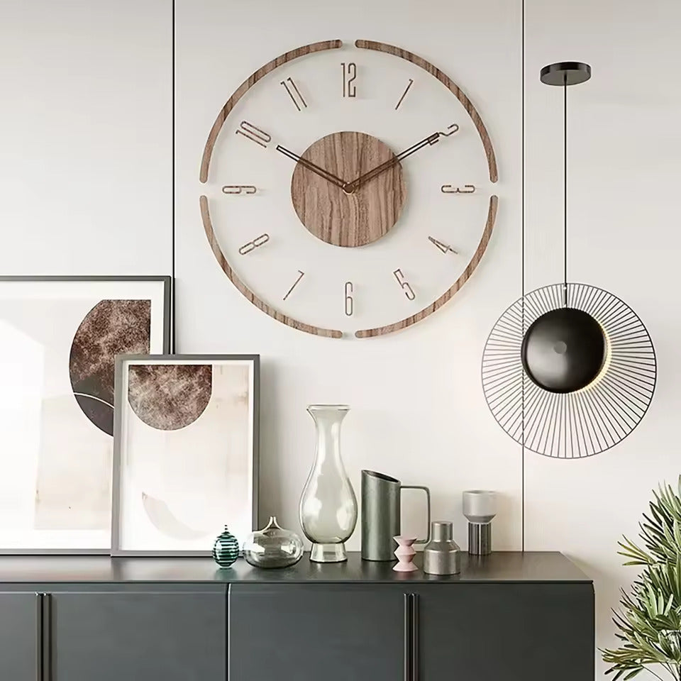 Funkcjonalny zegar ścienny, nordycki design, doskonały element dekoracyjny do domowego biura.