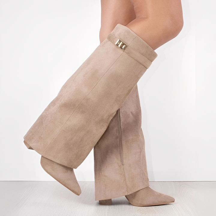 Eleganckie damskie kozaki z szeroką cholewką, idealne na jesień i zimę. Komfortowe wysokie buty zimowe.