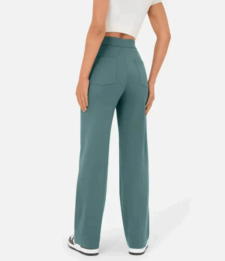 Modne spodnie damskie z wysokim stanem, idealne do biura. Eleganckie i komfortowe na co dzień.