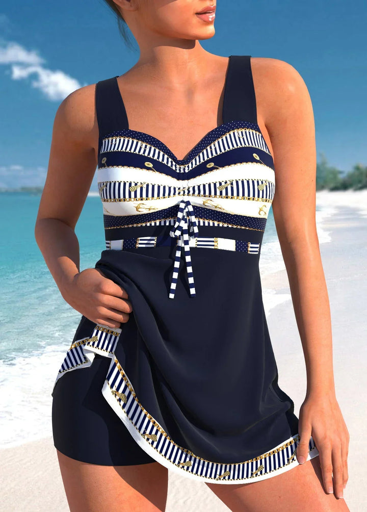 Eleganckie damskie tankini, idealny strój kąpielowy na plażę i basen. Komfortowe i stylowe na lato.