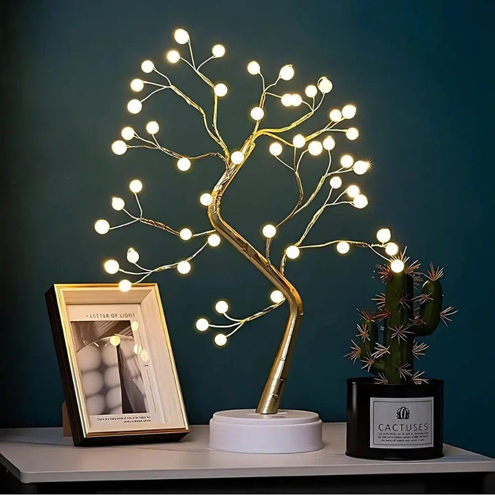 Drzewko LED do domu, lampka dekoracyjna z giętkimi gałęziami, elegancki element wystroju wnętrza.