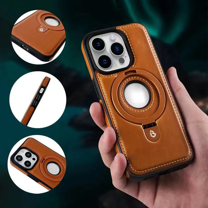 Stylowe etui iPhone z PU skóry, zapewniające ochronę. Magnetyczne, z podstawką.