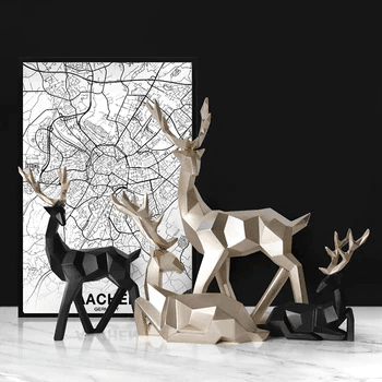 Wysoka figurka renifera, elegancka ozdoba skandynawska, dekoracja domu z żywicy, nowoczesny design.