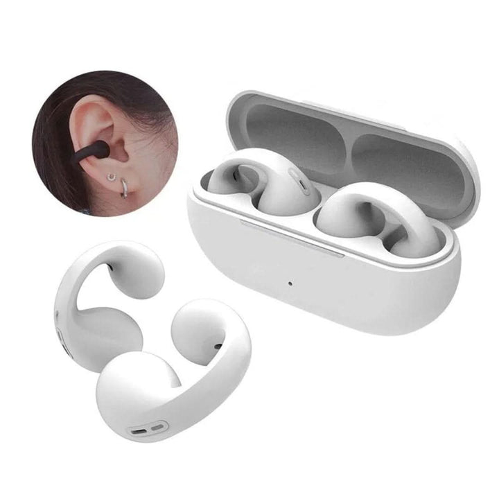 Komfortowe i bezpieczne słuchawki douszne bezprzewodowe z klipsem Ear Clip, do długotrwałego noszenia.