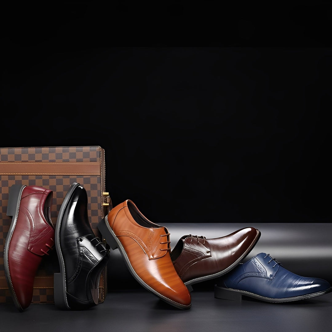 Męskie buty formalne w klasycznym stylu. Sznurowane, eleganckie obuwie do garnituru, komfortowe.
