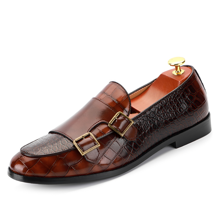 Mokasyny męskie Rafael z dwiema eleganckimi klamrami. Stylowe buty wsuwane, idealne obuwie formalne i casualowe.