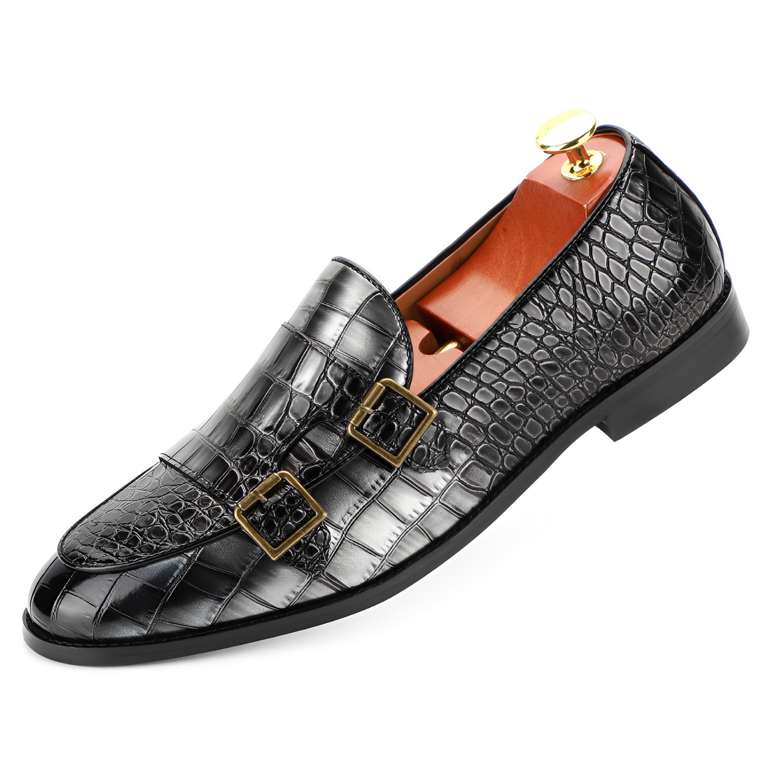 Komfortowe loafery męskie Rafael z eleganckimi klamrami. Wysokiej jakości mokasyny wsuwane na każdą okazję.