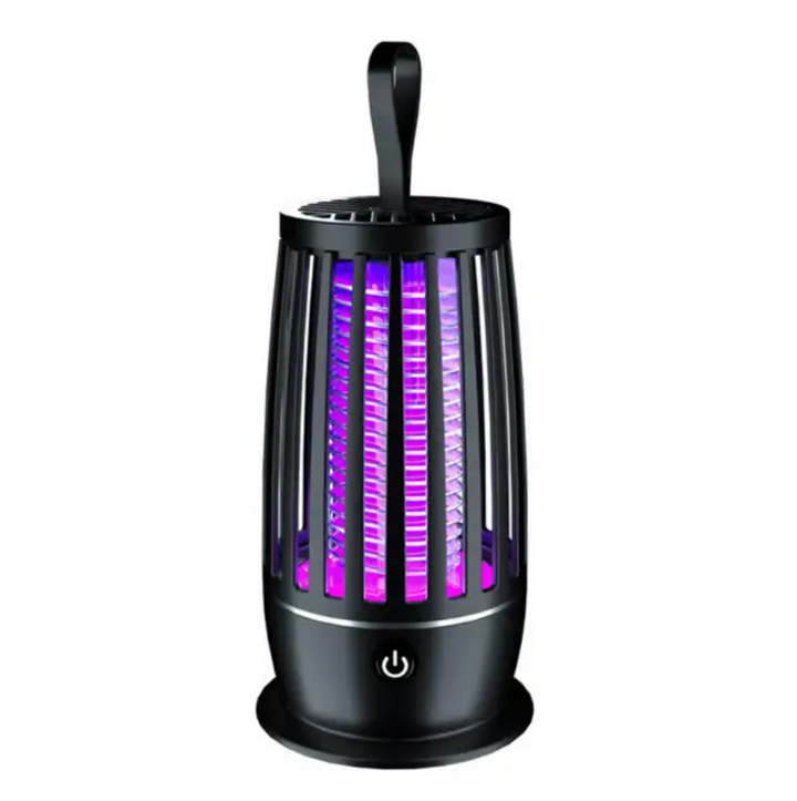 Nowoczesna, czarna elektroniczna pułapka na komary i insekty. Lampa UV do skutecznego zwalczania owadów w domu.