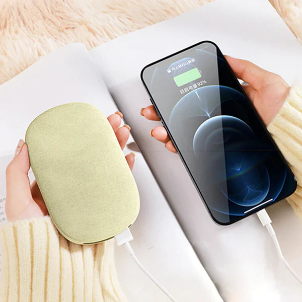 Komfortowy elektryczny ogrzewacz dłoni i powerbank. Niezbędny gadżet na podróż, zapewnia ciepło i energię.
