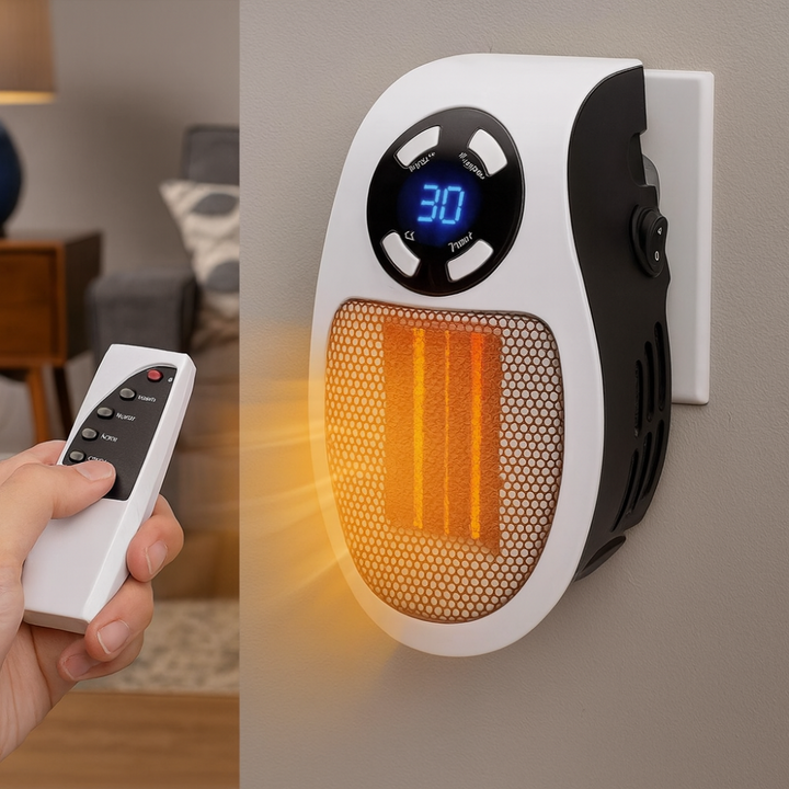 Energooszczędny grzejnik elektryczny ścienny 500W z pilotem. Kompaktowe ogrzewanie do domu, zapewnia ciepło.