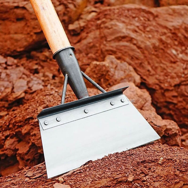 Ergonomiczna łopata ogrodowa ze stali nierdzewnej, idealna do kopania i pielęgnacji ogrodu. Trwałe narzędzie.