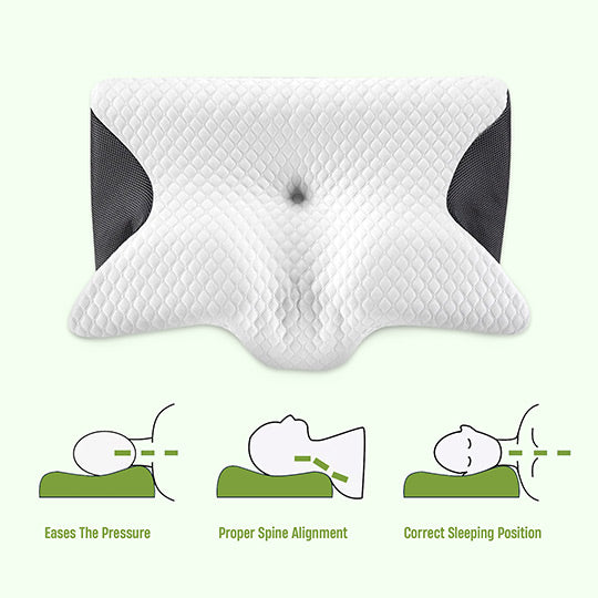 Poduszka memory foam motylkowa na boku i plecach. Ergonomiczne wsparcie szyi dla dorosłych, zdrowy sen.