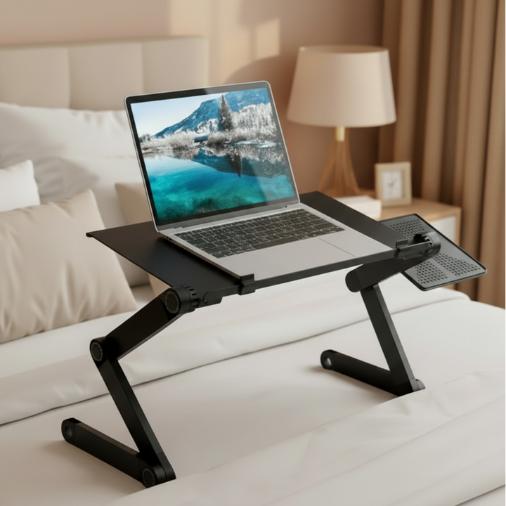 Ergonomiczna składana podstawka pod laptop 360°, regulowana wysokość i kąt do pracy biurowej i domowej.