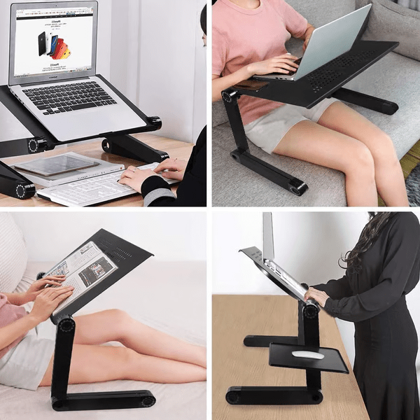 Uniwersalna regulowana podstawka pod laptop 360° z wentylacją, poprawiająca postawę i chłodzenie urządzenia.