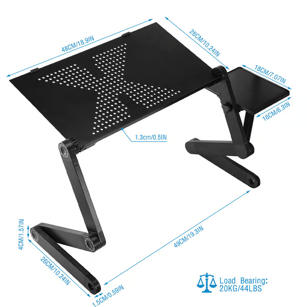 Komfortowa podstawka ergonomiczna pod laptop, regulowana 360°, składana, wspiera zdrową postawę.