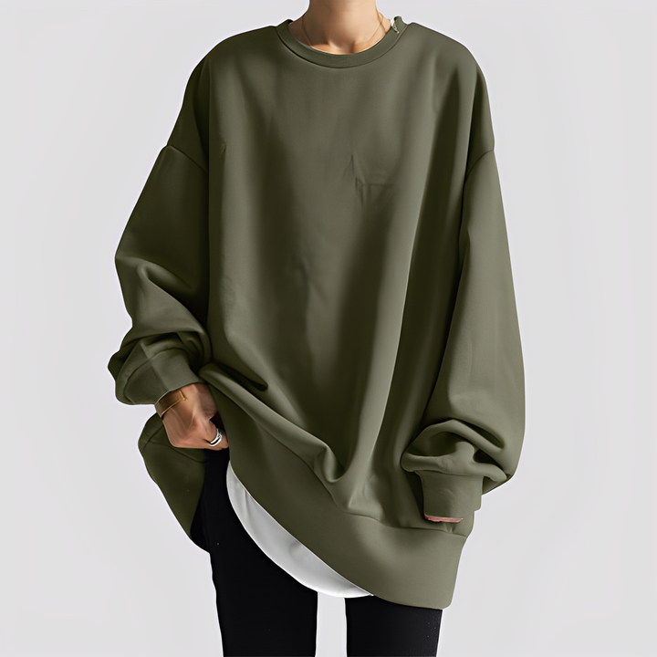 Nowoczesny sweter damski Estella oversize, modny luźny krój, doskonały do jesiennych i zimowych stylizacji.