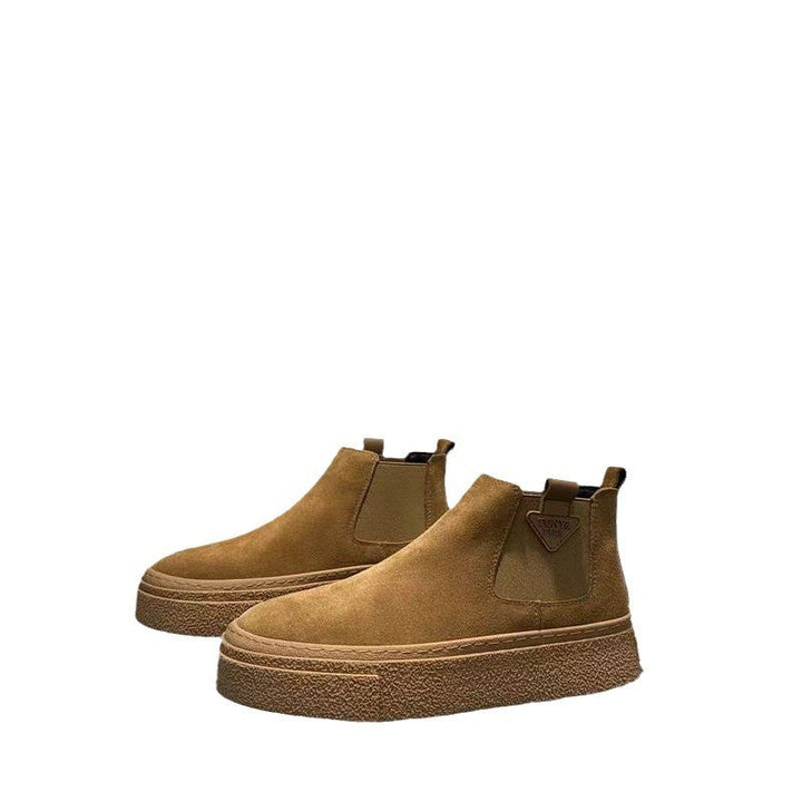 Modne masywne botki chelsea damskie w odcieniu khaki na grubej podeszwie.