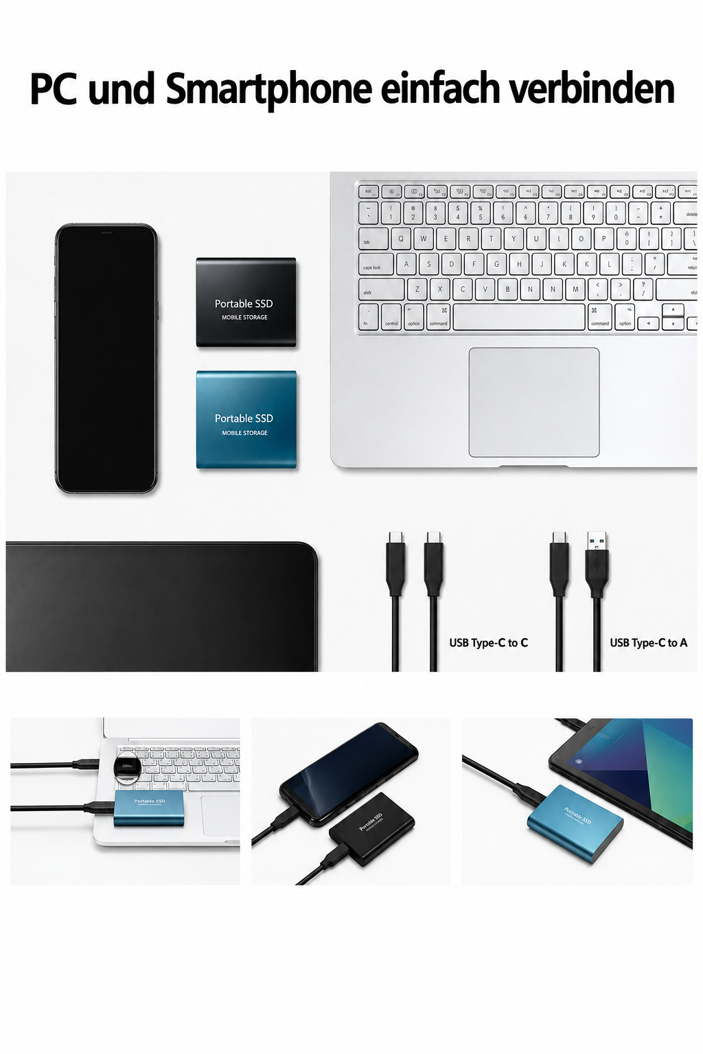Przenośny dysk SSD 128TB USB-C w kompaktowej obudowie – widok z boku z portem