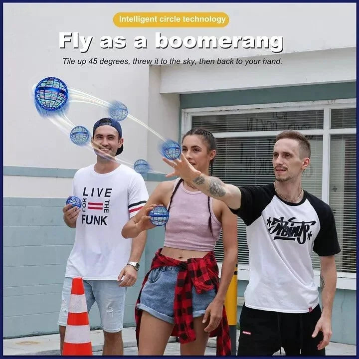 Świecący spinner latający w dynamicznym ujęciu podczas unoszenia