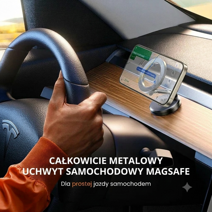 Czarny uchwyt samochodowy magnetyczny do nawigacji GPS w samochodzie