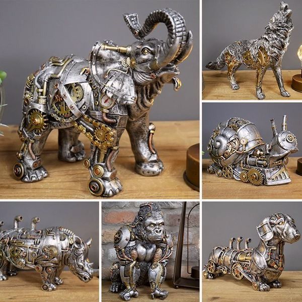 Figurka sowy steampunk, z żywicy, z detalami mechanizmów, designerska dekoracja wnętrz.