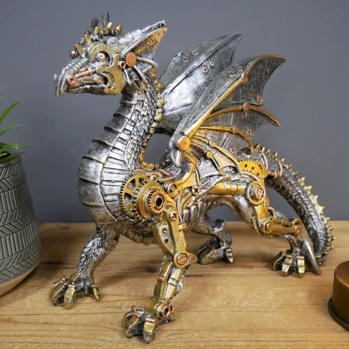 Steampunkowy kot, ozdobna figurka z misternymi detalami zegarowymi, idealny prezent.