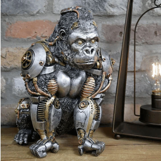 Królik steampunk, ręcznie malowana figurka zwierzęcia, stylowa dekoracja i prezent.