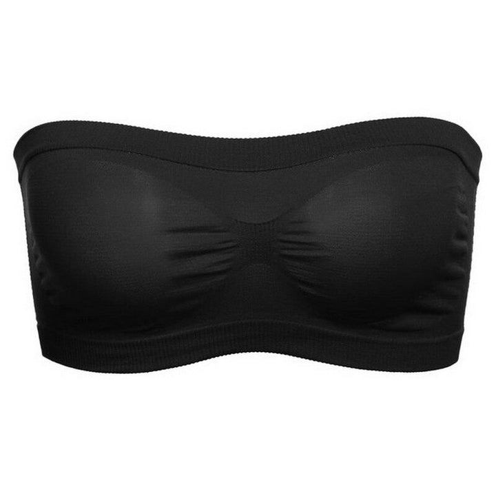 Elegancki, gładki biustonosz bandeau damski. Bezszwowy design, zapewnia wygodę i dyskrecję pod ubraniem.