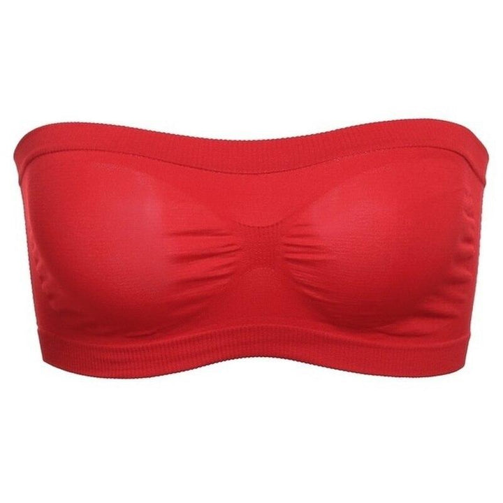 Damski sportowy biustonosz bandeau gładki, elastyczny. Zapewnia wsparcie bez ramiączek, idealny pod ubranie.