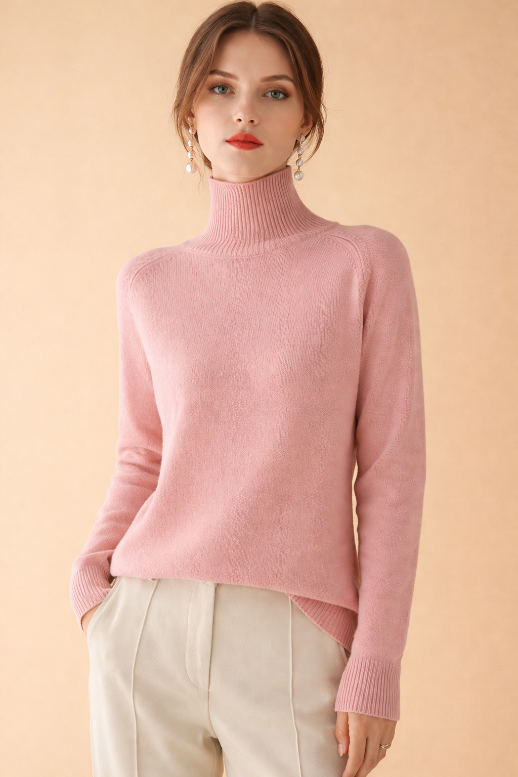 Modny damski golf, gładki sweter. Idealny na jesienne i zimowe dni. Elegancki i uniwersalny.