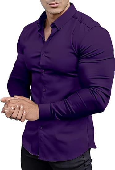 Wysokiej jakości gładka koszula męska slim fit na manekinie