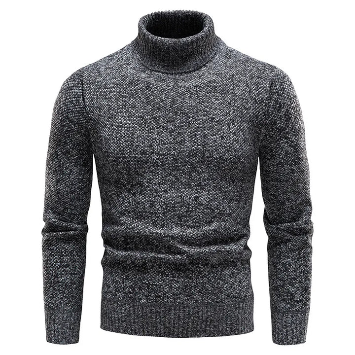 Ciepły męski sweter zimowy z golfem w modnym kolorze, elegancka odzież męska
