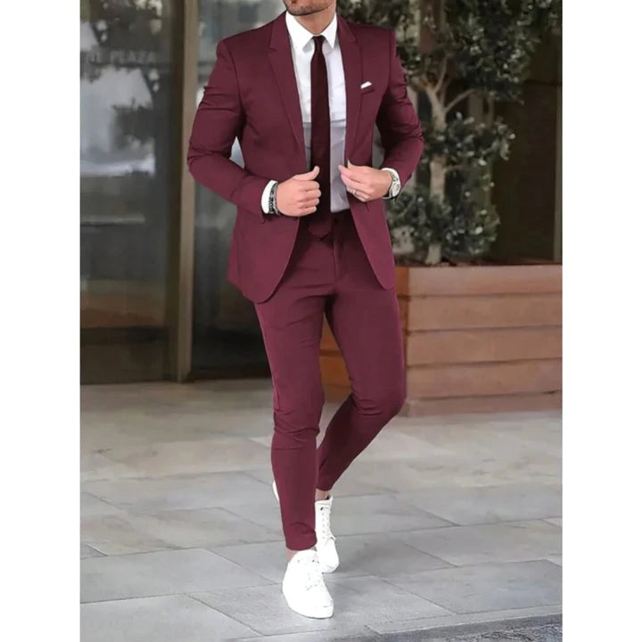 Nowoczesny garnitur męski dwuczęściowy w eleganckim stylu biznesowym