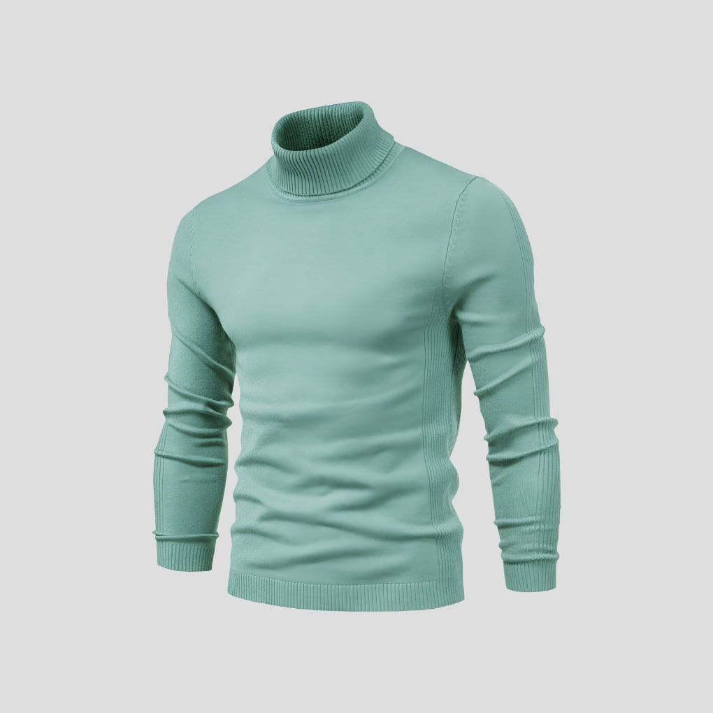 Męski golf slim fit zestawiony w modnej, jesienno-zimowej stylizacji