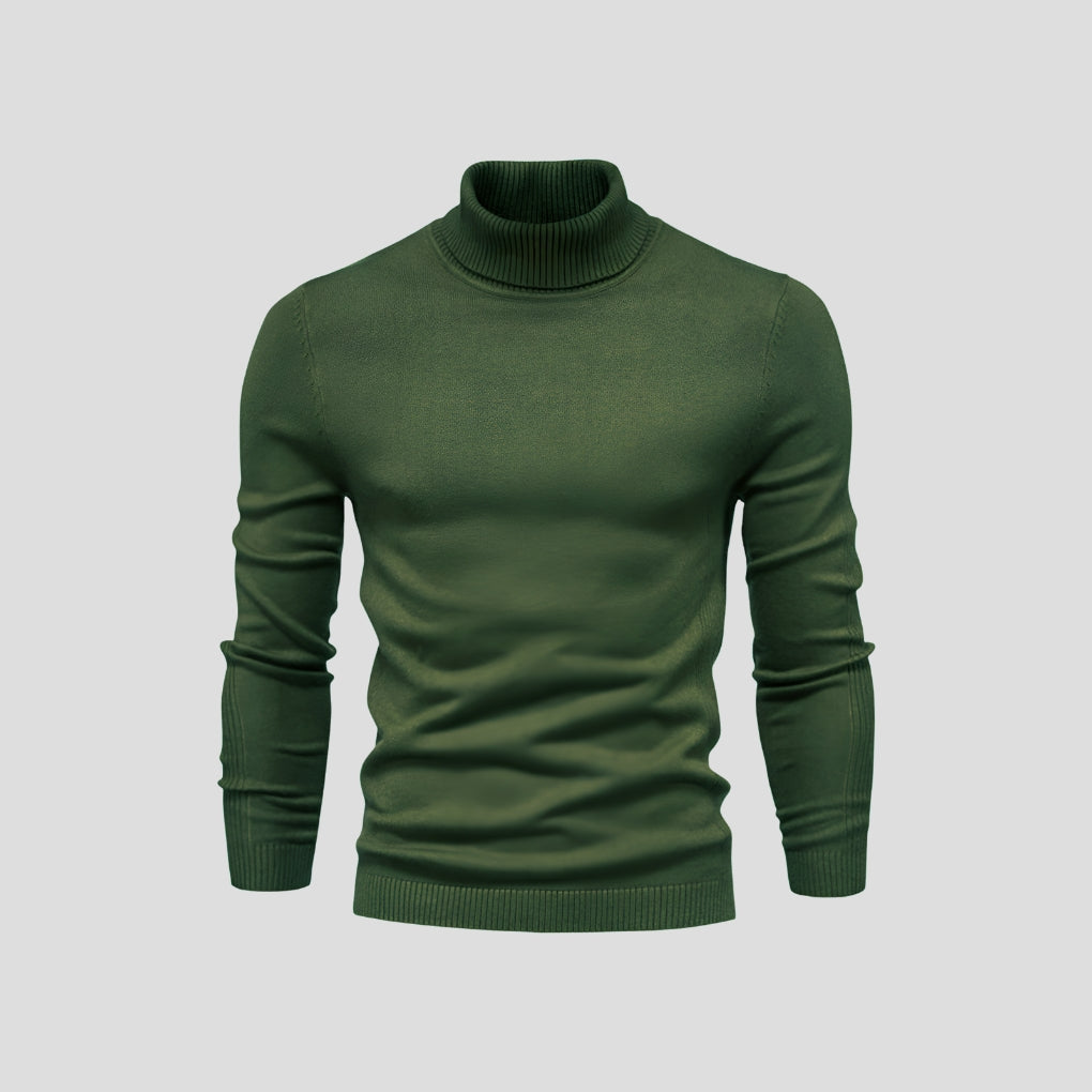 Elegancki golf męski slim fit pokazujący strukturę materiału z bliska