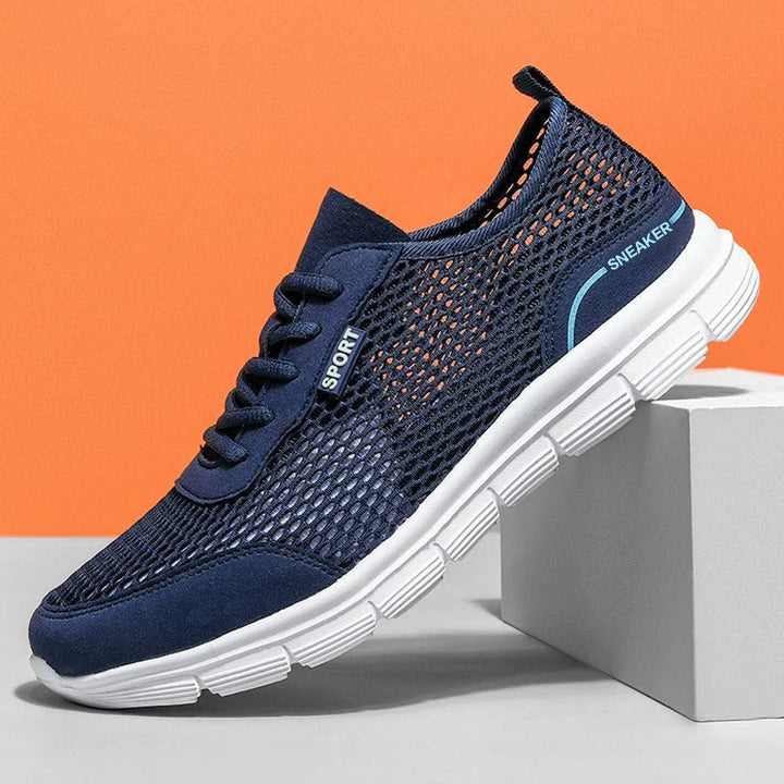 Granatowe męskie buty sportowe z oddychającą cholewką