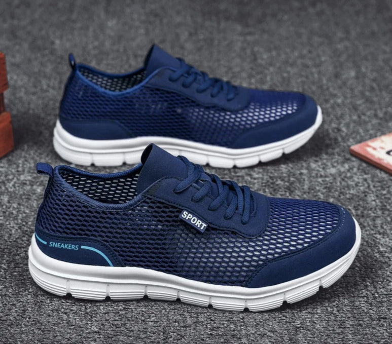 Czarne męskie sneakersy sportowe, lekkie i przewiewne obuwie na co dzień
