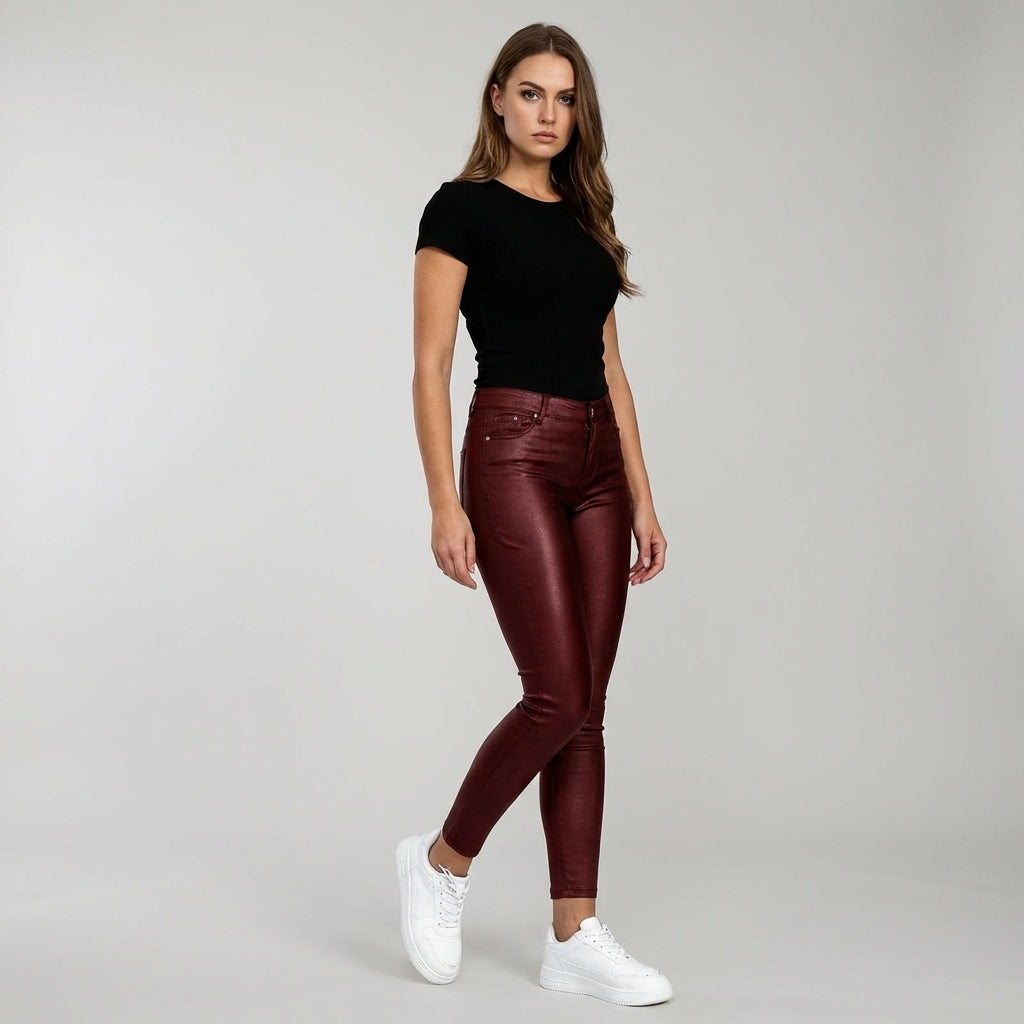 Czarne damskie spodnie skinny high-waist o wieczorowym kroju