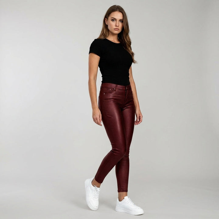 Czarne damskie spodnie skinny high-waist o wieczorowym kroju